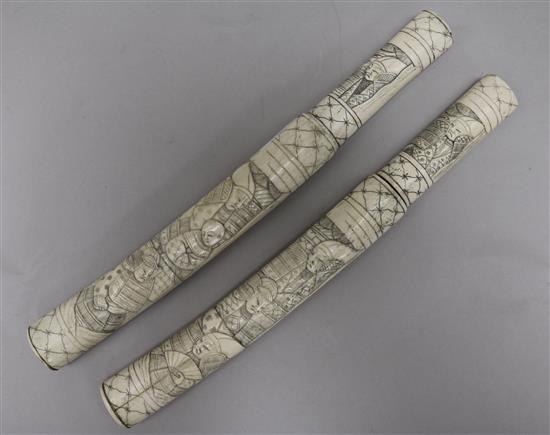 Two Tanto Bone Samurai knives